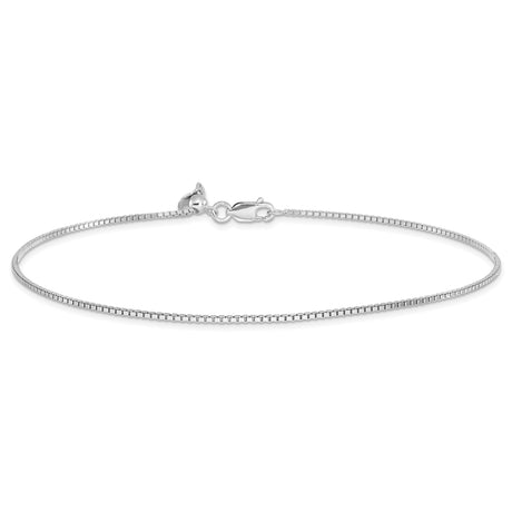 925 White Gold 1.15 mm Box Chain Necklace, Polished alternate angle