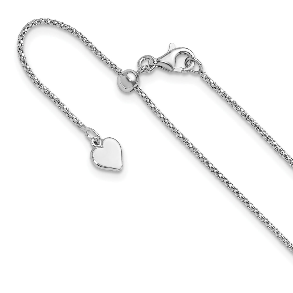 925 White Gold 1.2 mm Polished Chain Necklace detail view