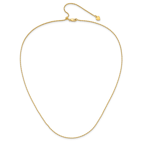 925 Yellow Gold 1.2 mm Rope Chain Necklace, Polished alternate angle