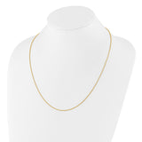 925 Yellow Gold 1.2 mm Rope Chain Necklace, Polished detail view