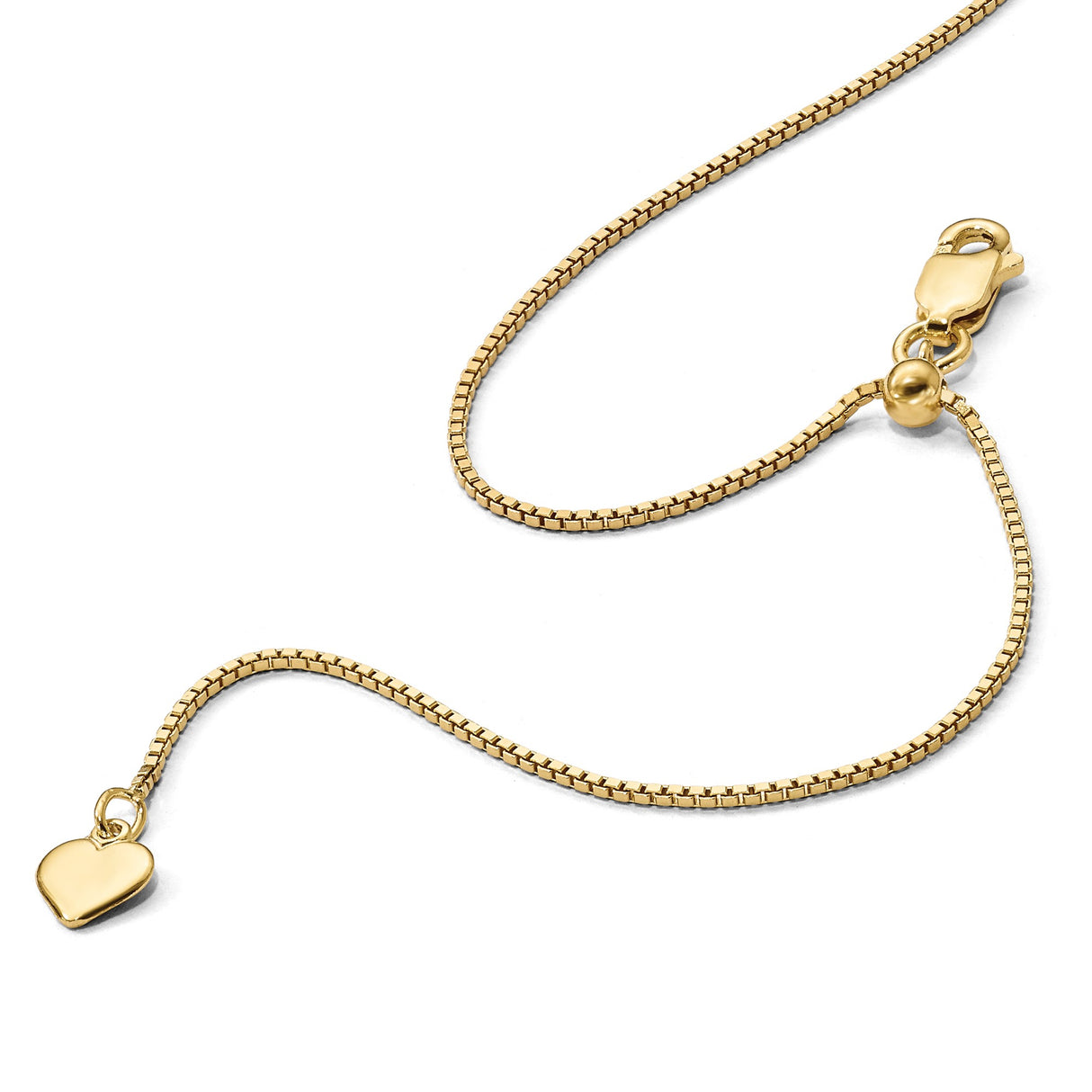 925 Yellow Gold 0.85 mm Box Chain Necklace detail view