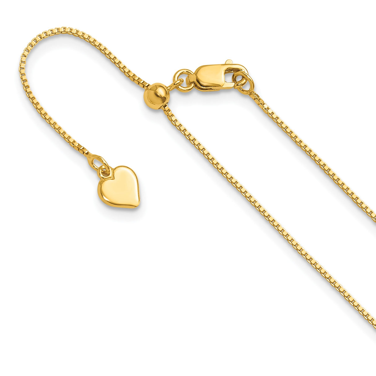 925 Yellow Gold 0.85 mm Box Chain Necklace detail view