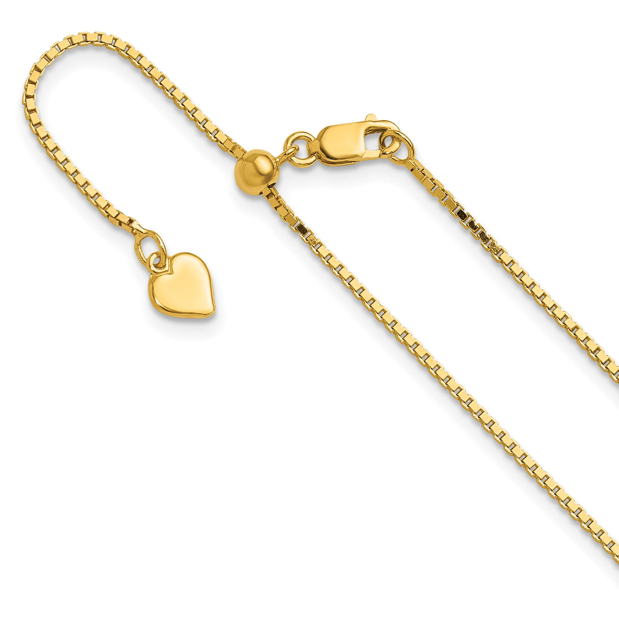 925 Yellow Gold 1.1 mm Box Chain Necklace detail view