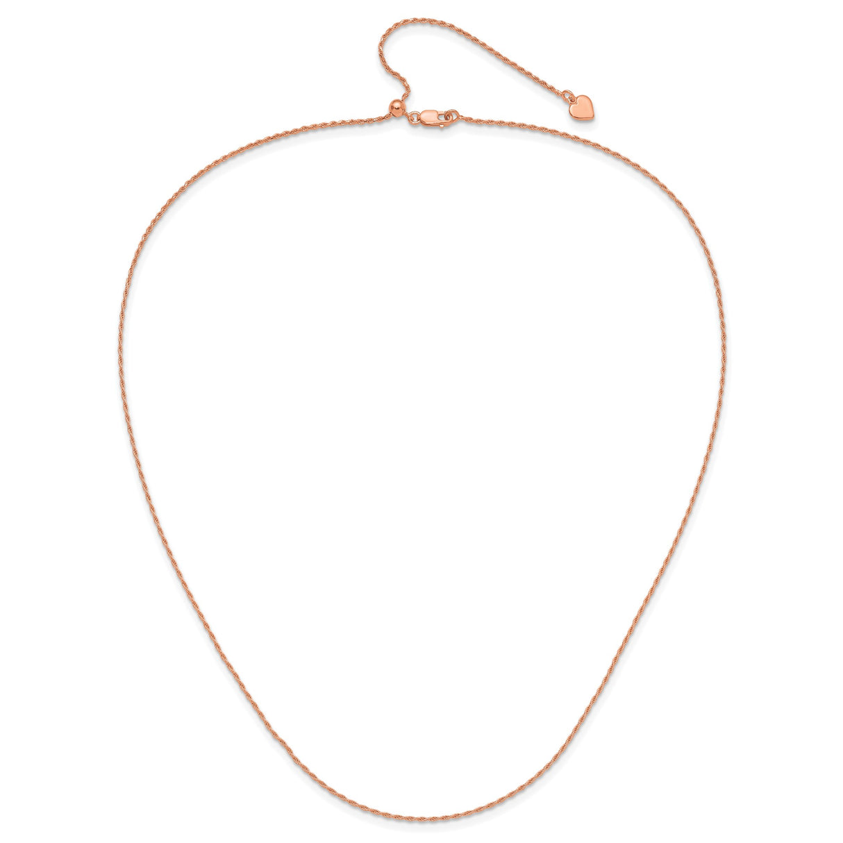 925 Rose Gold 1.2 mm Rope Chain Necklace, Polished alternate angle