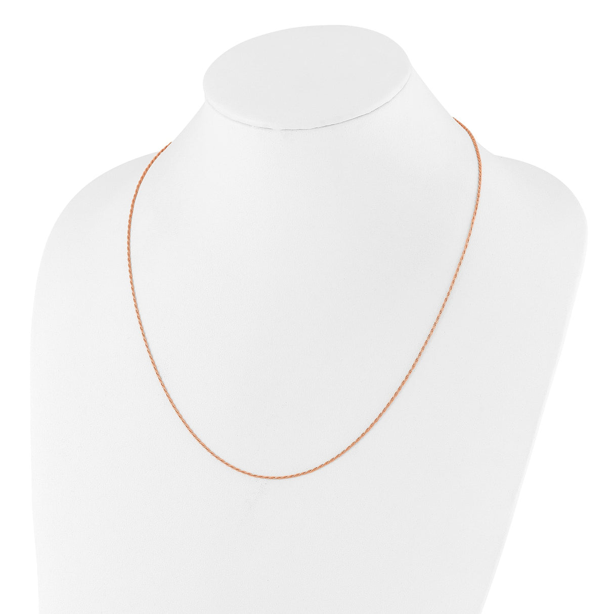 925 Rose Gold 1.2 mm Rope Chain Necklace, Polished detail view