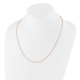925 Rose Gold 1.2 mm Rope Chain Necklace, Polished detail view