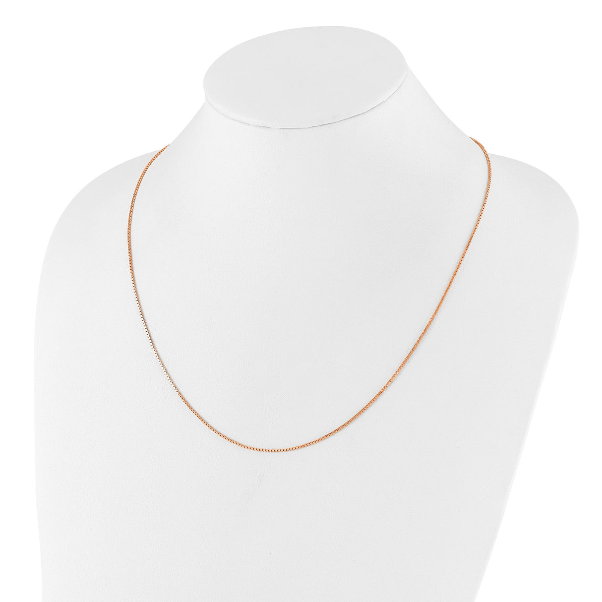 925 Rose Gold 1.1 mm Box Chain Necklace detail view