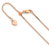 925 Rose Gold 1.1 mm Box Chain Necklace detail view