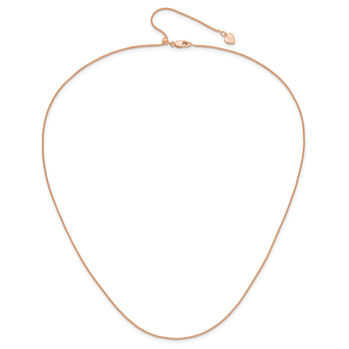 925 Rose Gold 1 mm Polished Chain Necklace alternate angle