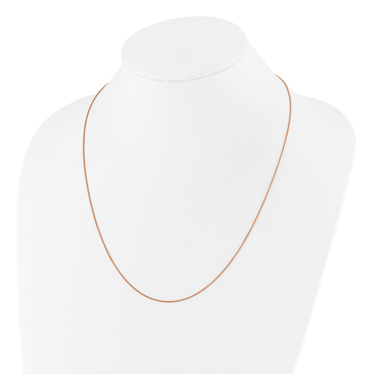 925 Rose Gold 1 mm Polished Chain Necklace detail view