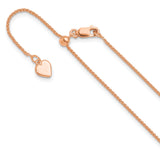 925 Rose Gold 1 mm Polished Chain Necklace detail view