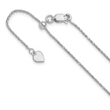 925 White Gold 1.1 mm Polished Chain Necklace detail view