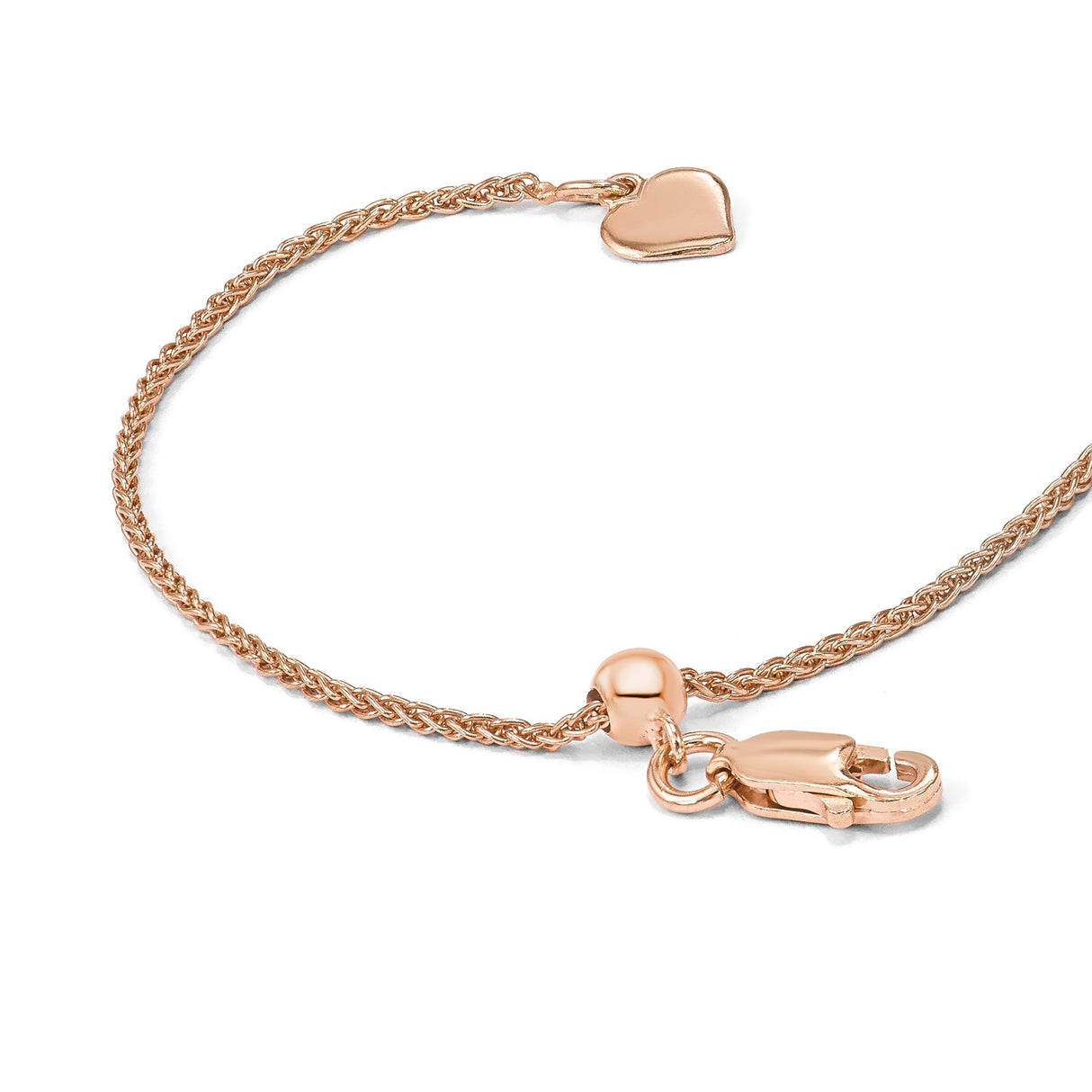 925 Rose Gold 1.3 mm Polished Chain Necklace detail view