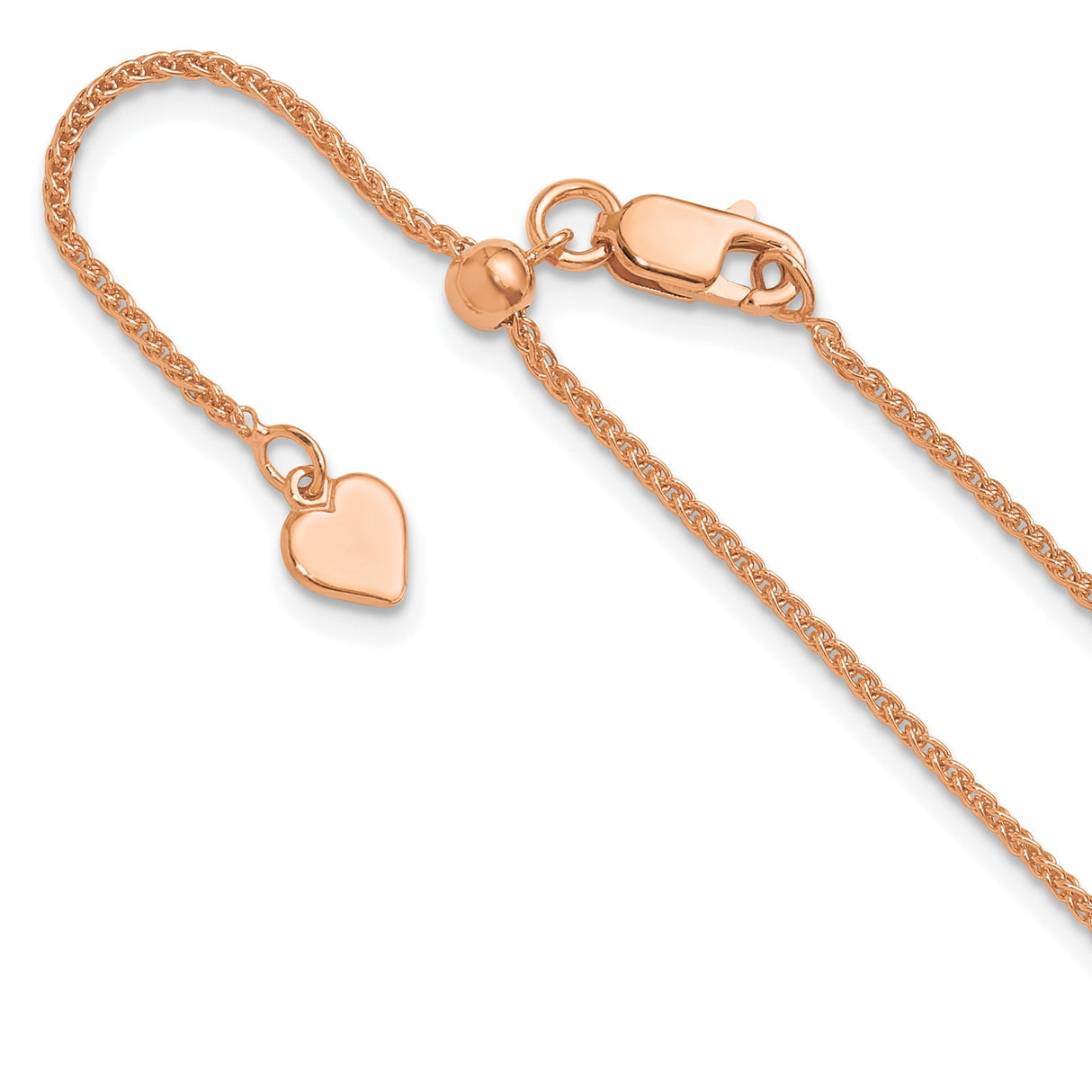 925 Rose Gold 1.3 mm Polished Chain Necklace detail view
