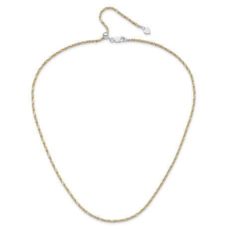 925 White Gold 2 mm Polished Chain Necklace alternate angle
