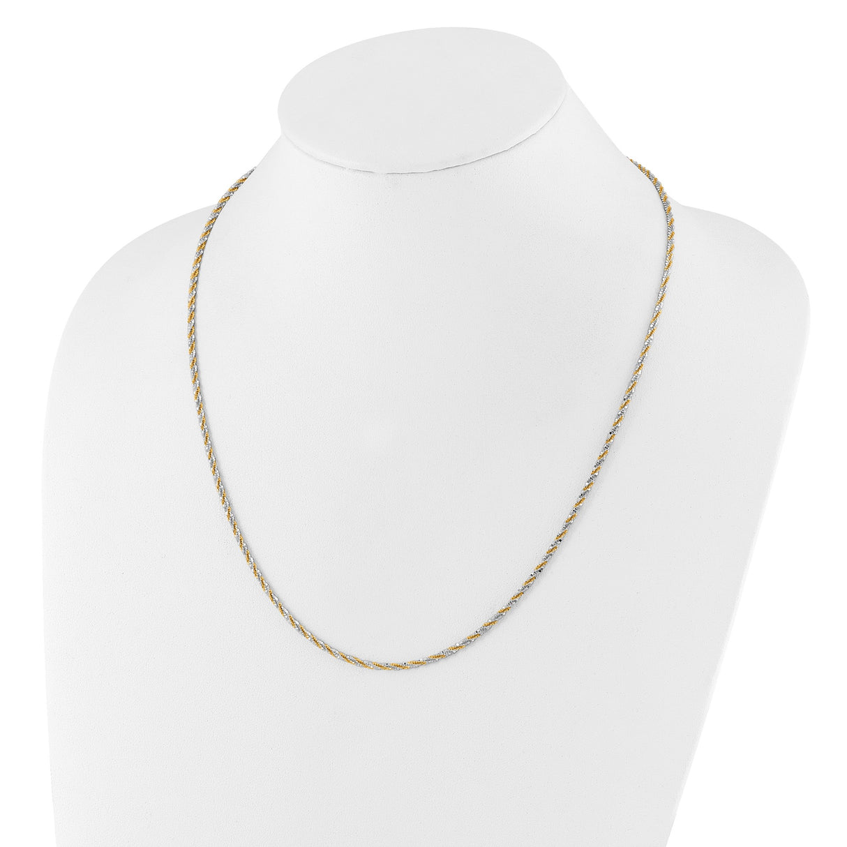 925 White Gold 2 mm Polished Chain Necklace detail view