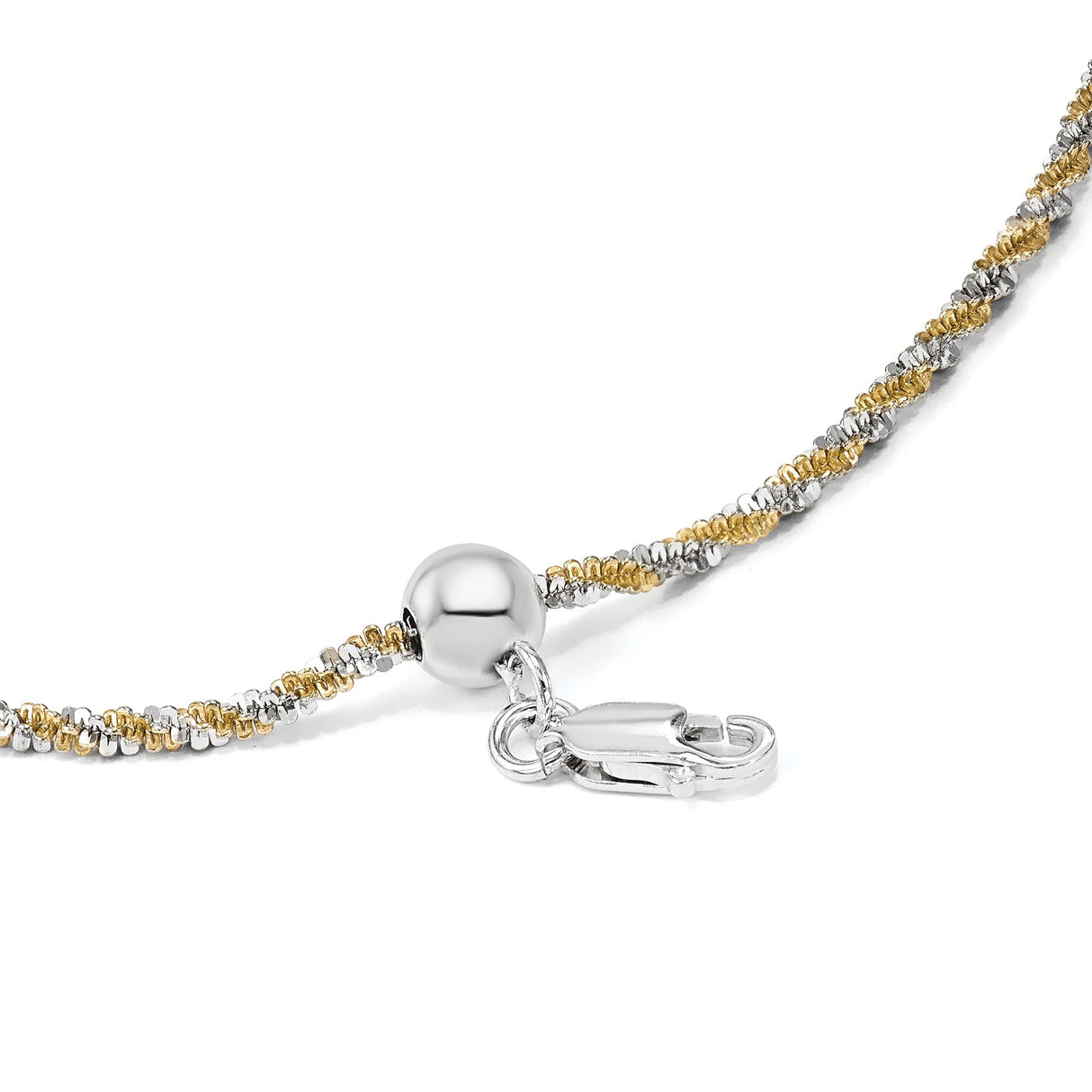 925 White Gold 2 mm Polished Chain Necklace detail view