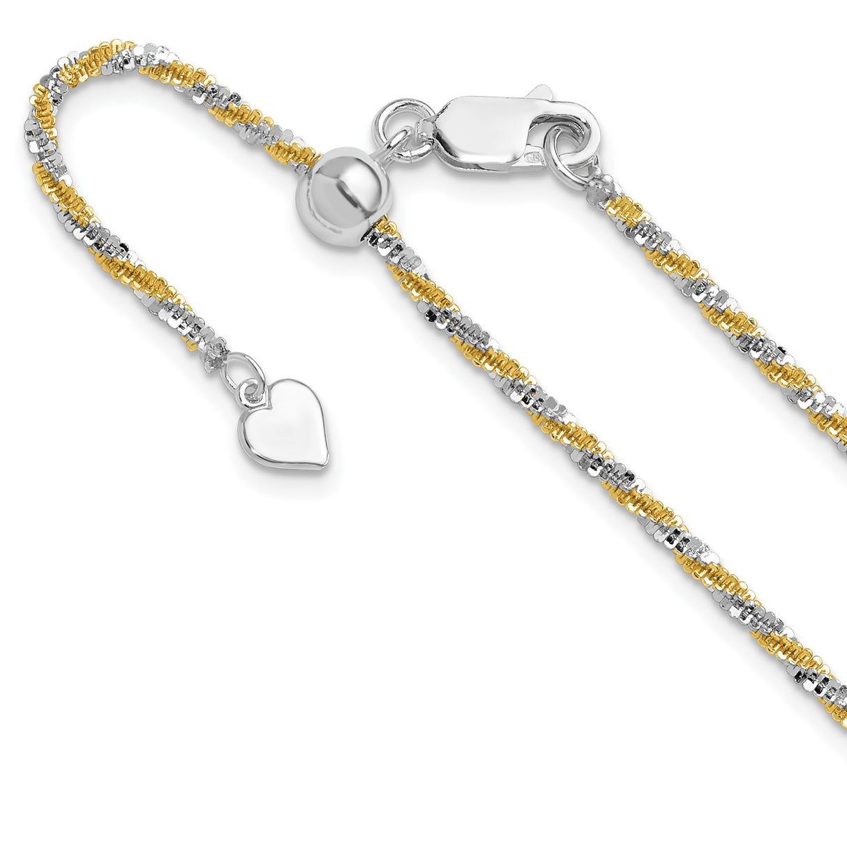 925 White Gold 2 mm Polished Chain Necklace detail view
