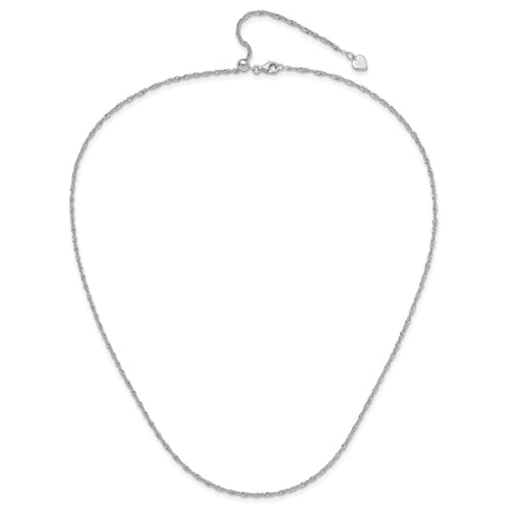 925 White Gold 1.6 mm Singapore Chain Necklace, Polished alternate angle