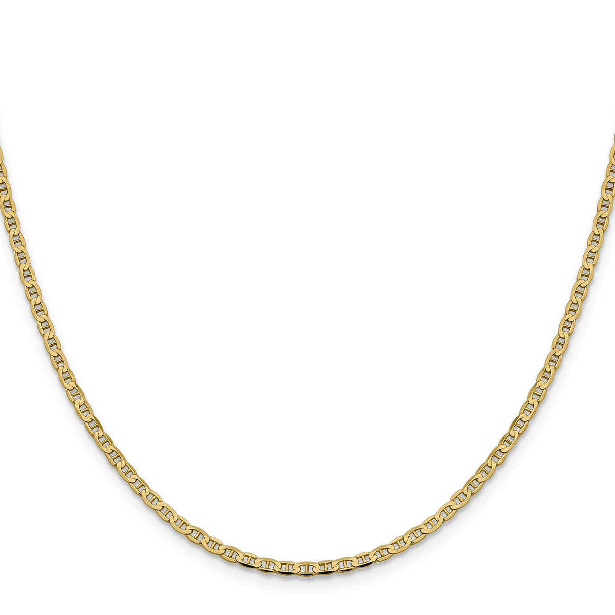 14K Yellow Gold 2.4 mm Polished Chain Necklace, Solid