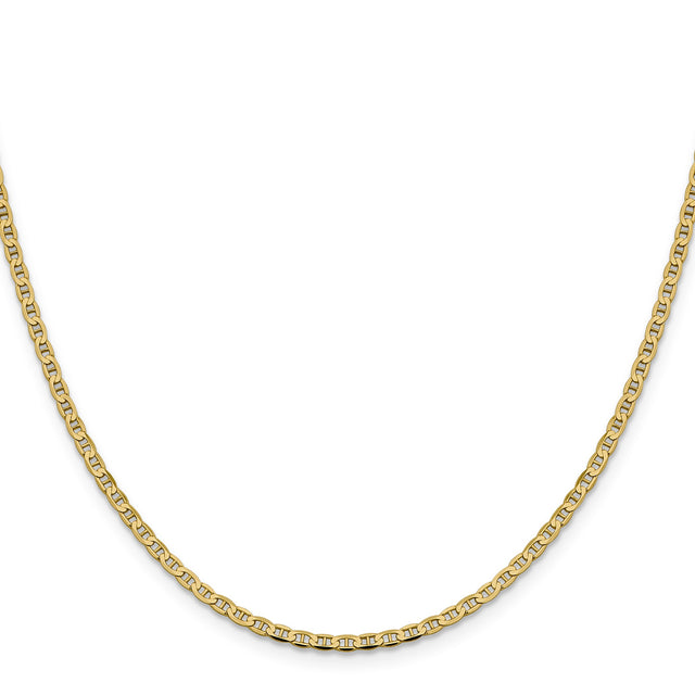 14K Yellow Gold 2.4 mm Polished Chain Necklace, Solid