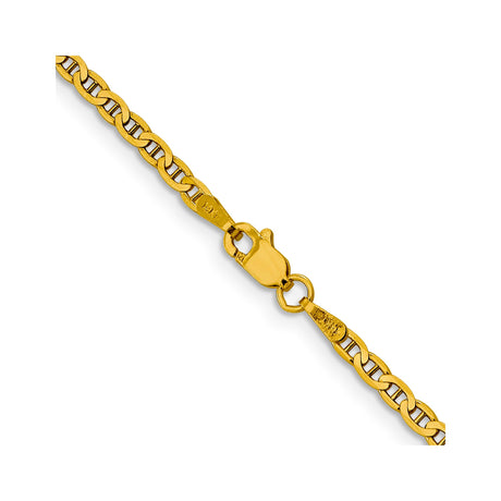 14K Yellow Gold 2.4 mm Polished Chain Necklace, Solid alternate angle