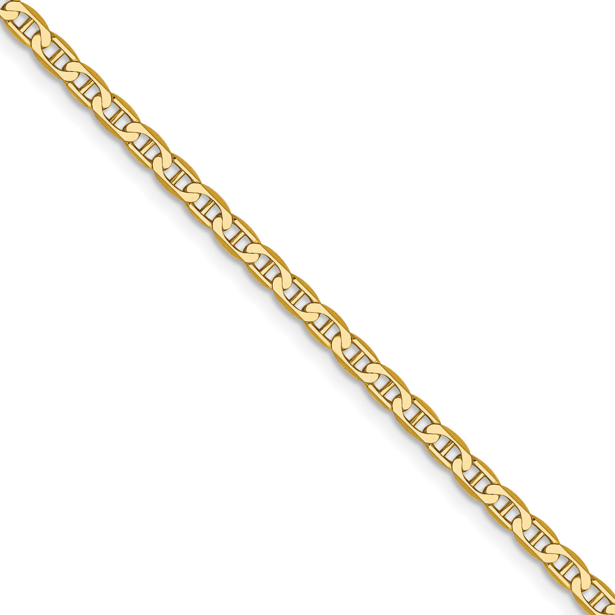 14K Yellow Gold 2.4 mm Polished Chain Necklace, Solid detail view
