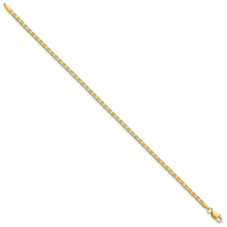 14K Yellow Gold 2.4 mm Polished Chain Anklet, Solid