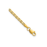 14K Yellow Gold 2.4 mm Polished Chain Anklet, Solid alternate angle