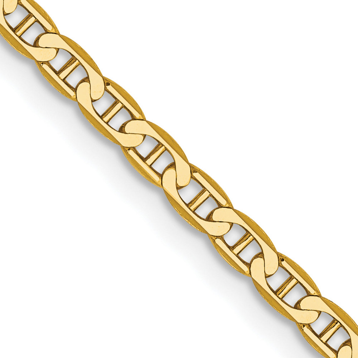 14K Yellow Gold 2.4 mm Polished Chain Necklace, Solid detail view