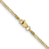 14K Yellow Gold 1.8 mm Figaro Chain Necklace, Polished alternate angle