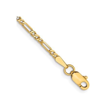 14K Yellow Gold 1.8 mm Figaro Chain Anklet, Polished
