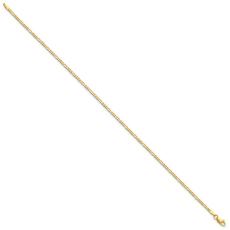 14K Yellow Gold 1.8 mm Figaro Chain Anklet, Polished alternate angle