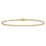 14K Yellow Gold 1.8 mm Figaro Chain Anklet, Polished detail view