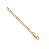14K Yellow Gold 1.8 mm Figaro Chain Anklet, Polished detail view