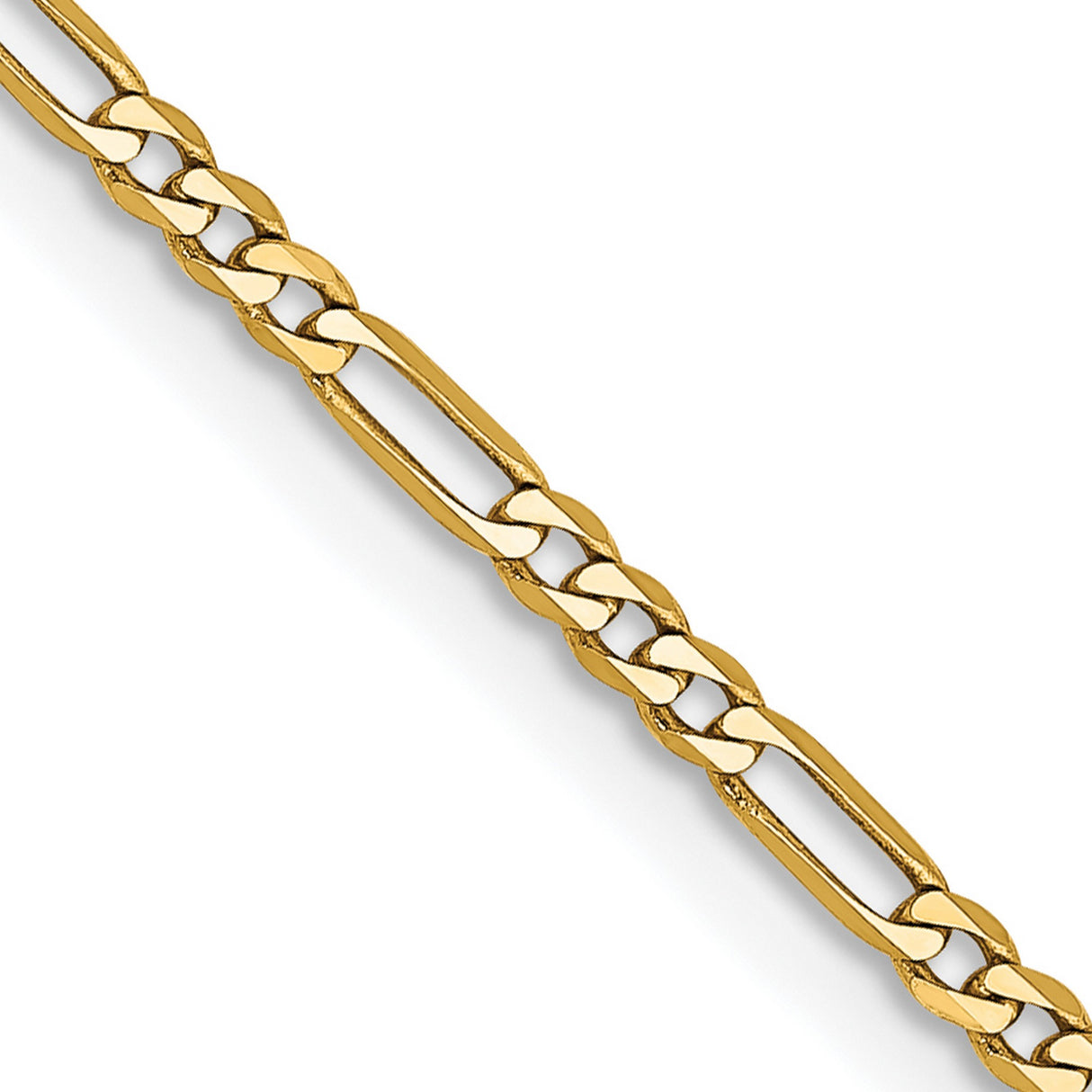 14K Yellow Gold 1.8 mm Figaro Chain Necklace, Polished detail view