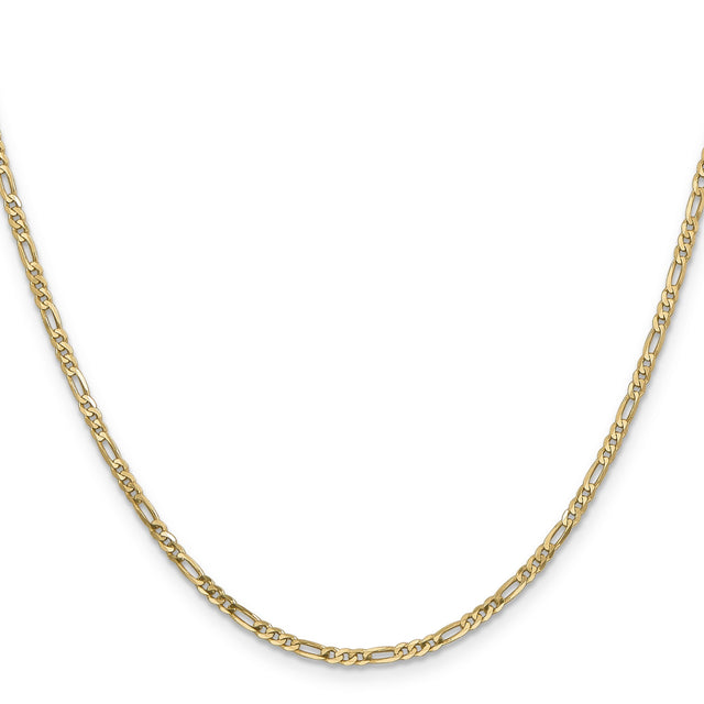 14K Yellow Gold 2.25 mm Figaro Chain Necklace, Polished