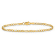14K Yellow Gold 2.25 mm Figaro Chain Anklet, Polished