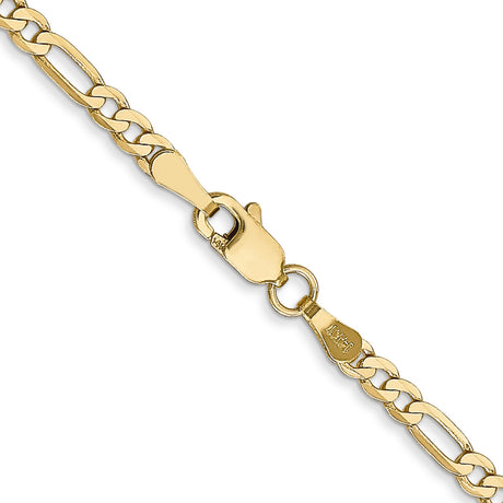 14K Yellow Gold 2.75 mm Figaro Chain Necklace, Polished alternate angle