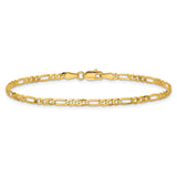 14K Yellow Gold 2.75 mm Figaro Chain Bracelet, Polished alternate angle