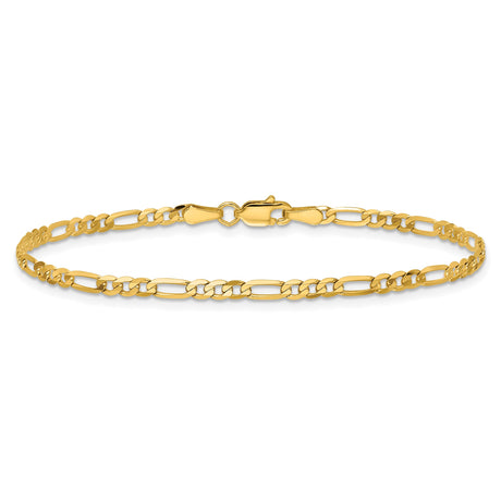 14K Yellow Gold 2.75 mm Figaro Chain Bracelet, Polished alternate angle