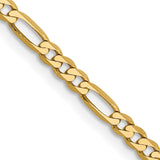 14K Yellow Gold 2.75 mm Figaro Chain Necklace, Polished detail view