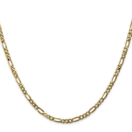 14K Yellow Gold 3 mm Figaro Chain Necklace, Polished