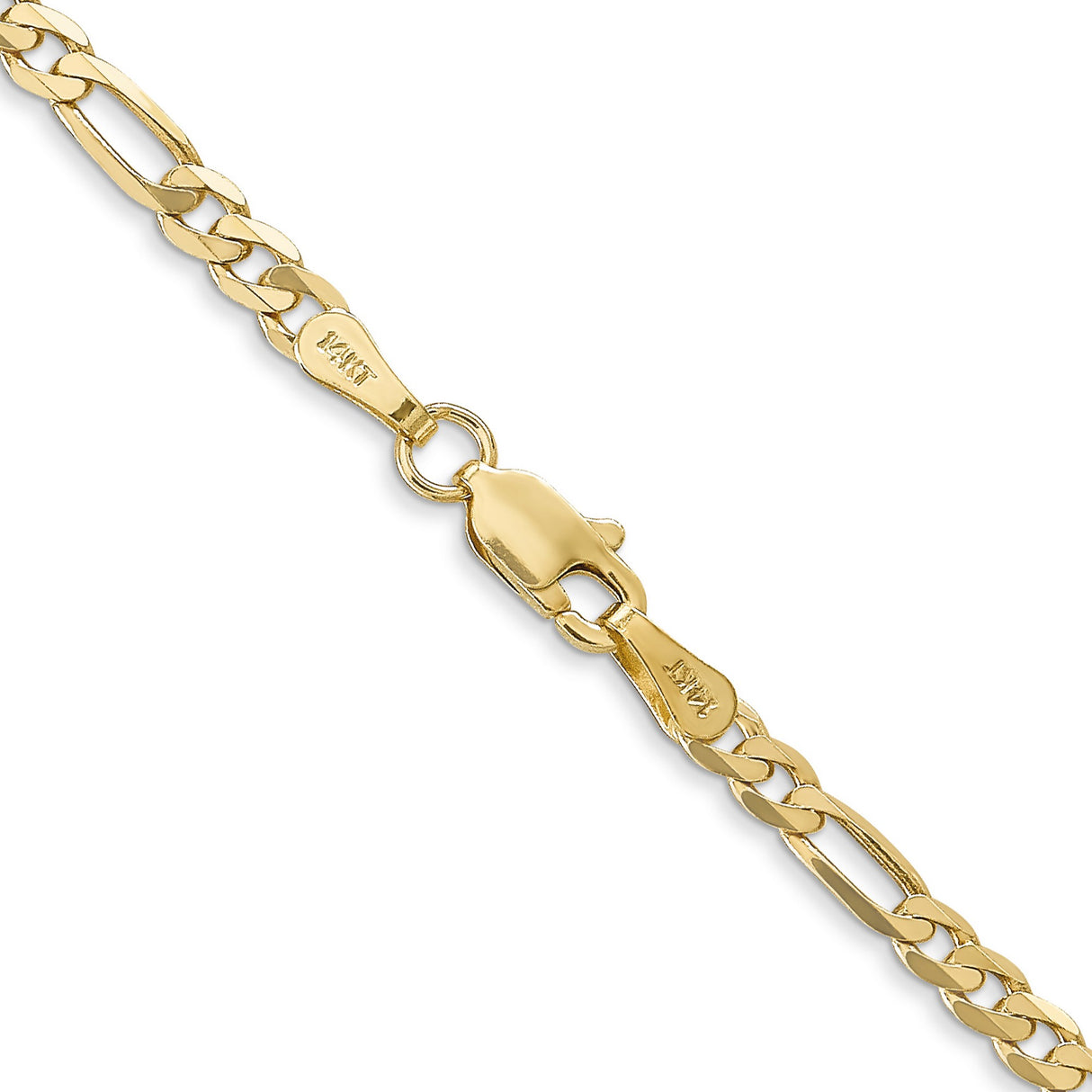 14K Yellow Gold 3 mm Figaro Chain Necklace, Polished alternate angle