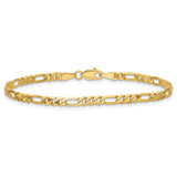 14K Yellow Gold 3 mm Figaro Chain Anklet, Polished alternate angle