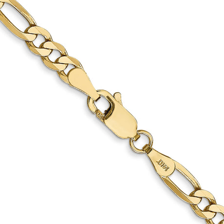 14K Yellow Gold 4 mm Figaro Chain Necklace, Polished alternate angle