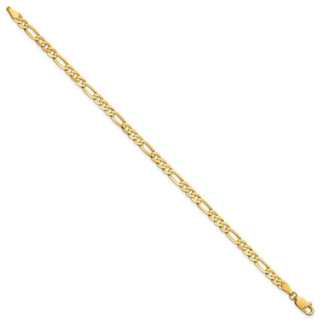 14K Yellow Gold 4 mm Figaro Chain Anklet, Polished