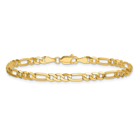 14K Yellow Gold 4 mm Figaro Chain Anklet, Polished alternate angle