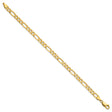 14K Yellow Gold 4.75 mm Figaro Chain Anklet, Polished