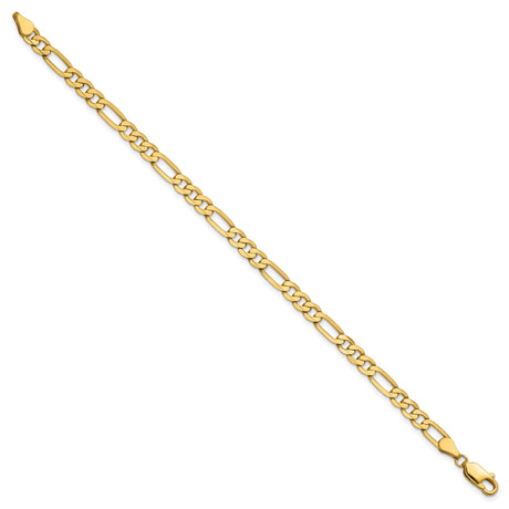 14K Yellow Gold 4.75 mm Figaro Chain Anklet, Polished
